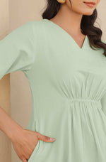 Thumbnail for Janasya Light Cotton Solid A-Line Dress