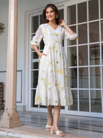 Thumbnail for Janasya Light Georgette Floral Tiered Dress