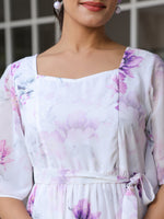 Thumbnail for Janasya Light Georgette Floral Fit & Flare Dress