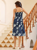Thumbnail for Janasya Dark Cotton Floral Fit & Flare Dress