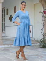 Thumbnail for Janasya Light Cotton Schiffli Fit & Flare Dress