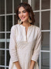 Janasya Light Cotton Schiffli A-Line Dress - Distacart