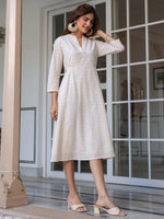 Thumbnail for Janasya Light Cotton Schiffli A-Line Dress