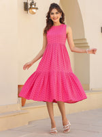 Thumbnail for Janasya Bright Cotton Schiffli Fit & Flare Dress