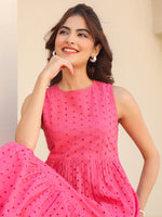 Thumbnail for Janasya Bright Cotton Schiffli Fit & Flare Dress