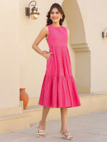 Thumbnail for Janasya Bright Cotton Schiffli Fit & Flare Dress