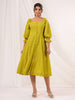 Janasya Dark Cotton Schiffli A-Line Dress - Distacart