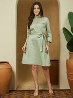 Thumbnail for Janasya Light Cotton Yoke Design A-Line Dress
