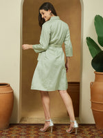 Thumbnail for Janasya Light Cotton Yoke Design A-Line Dress