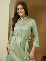 Thumbnail for Janasya Light Cotton Yoke Design A-Line Dress