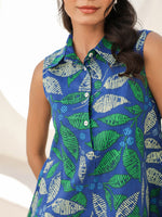Thumbnail for Janasya Dark Cotton Tropical A-Line Dress