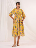 Thumbnail for Janasya Bright Georgette Floral A-Line Dress