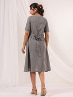 Thumbnail for Janasya Dark Cotton Solid A-Line Dress