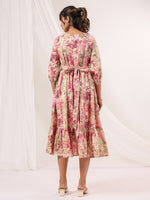 Thumbnail for Janasya Bright Cotton Floral A-Line Dress