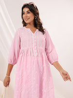 Thumbnail for Janasya Light Cotton Embroidered A-Line Kurta Set