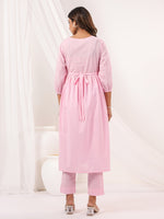 Thumbnail for Janasya Light Cotton Embroidered A-Line Kurta Set