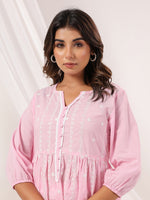 Thumbnail for Janasya Light Cotton Embroidered A-Line Kurta Set
