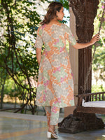 Thumbnail for Janasya Light Cotton Floral A-Line Kurta Set