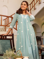 Thumbnail for Janasya Light Cotton Embroidered A-Line Kurta Set