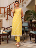 Thumbnail for Janasya Light Cotton Embroidered Straight Kurta Set