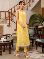 Thumbnail for Janasya Light Cotton Embroidered Straight Kurta Set