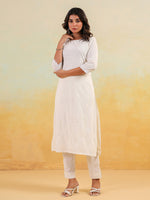 Thumbnail for Janasya Light Cotton Embroidered Straight Kurta Set