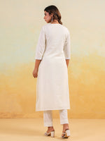 Thumbnail for Janasya Light Cotton Embroidered Straight Kurta Set