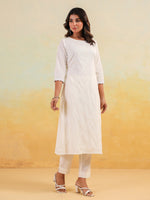 Thumbnail for Janasya Light Cotton Embroidered Straight Kurta Set