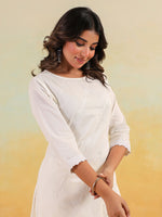Thumbnail for Janasya Light Cotton Embroidered Straight Kurta Set