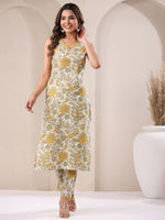 Thumbnail for Janasya Light Cotton Floral Straight Kurta Set