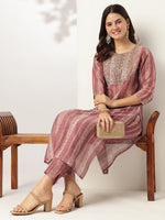 Thumbnail for Janasya Dark Silk Blend Tie & dye Straight Kurta Set