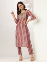 Thumbnail for Janasya Dark Silk Blend Tie & dye Straight Kurta Set