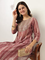 Thumbnail for Janasya Dark Silk Blend Tie & dye Straight Kurta Set