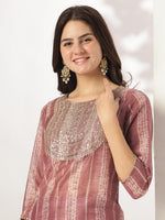Thumbnail for Janasya Dark Silk Blend Tie & dye Straight Kurta Set