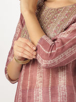 Thumbnail for Janasya Dark Silk Blend Tie & dye Straight Kurta Set