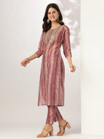 Thumbnail for Janasya Dark Silk Blend Tie & dye Straight Kurta Set