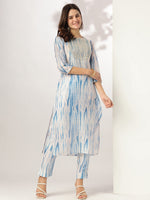 Thumbnail for Janasya Light Silk Blend Tie & dye Straight Kurta Set