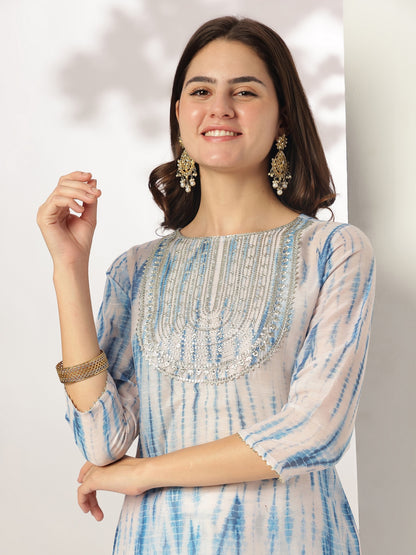Janasya Light Silk Blend Tie & dye Straight Kurta Set - Distacart