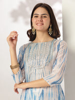 Thumbnail for Janasya Light Silk Blend Tie & dye Straight Kurta Set