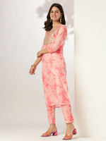 Thumbnail for Janasya Light Silk Blend Tie & dye Straight Kurta Set