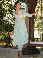 Thumbnail for Janasya Light Cotton Tie & dye A-Line Kurta Set