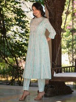 Thumbnail for Janasya Light Cotton Tie & dye A-Line Kurta Set