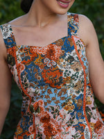 Thumbnail for Janasya Dark Cotton Floral Straight Kurta Set