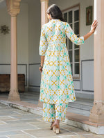 Thumbnail for Janasya Light Cotton Abstract A-Line Kurta Set