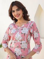 Thumbnail for Janasya Light Cotton Floral Straight Kurta Set