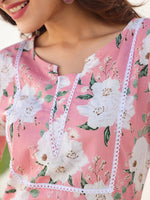 Thumbnail for Janasya Light Cotton Floral Straight Kurta Set