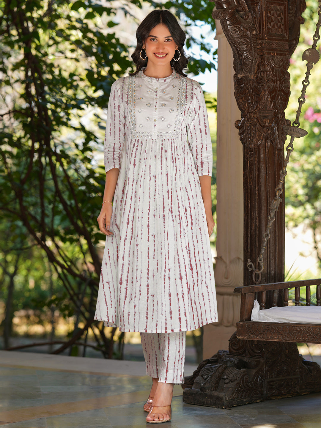 Janasya Light Cotton Tie & dye A-Line Kurta Set