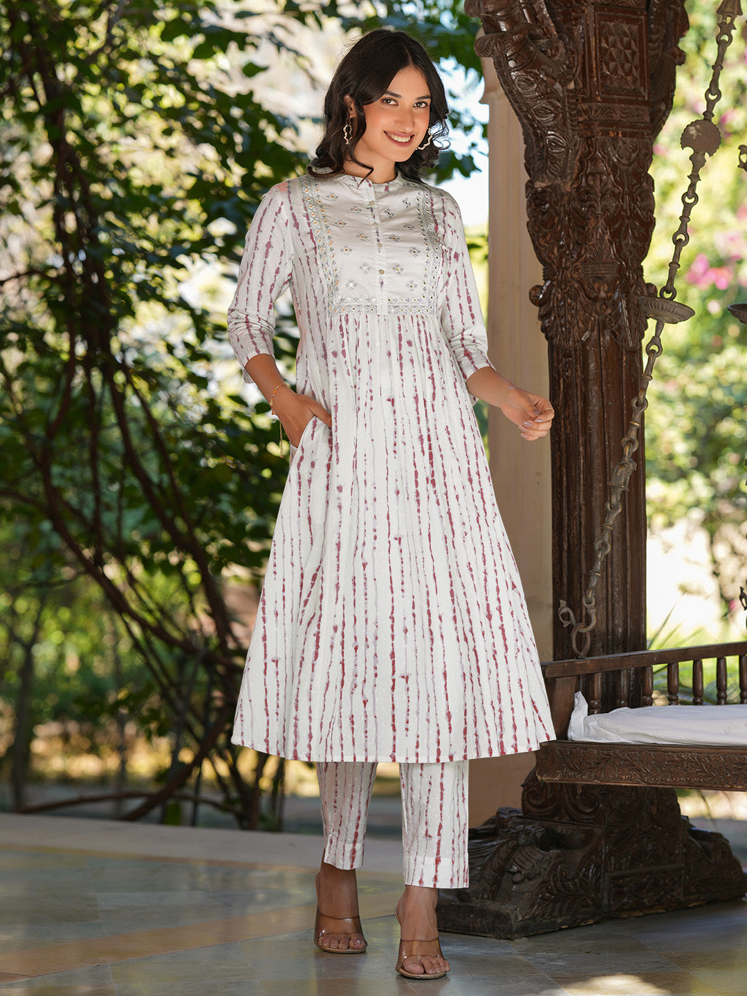 Janasya Light Cotton Tie & dye A-Line Kurta Set
