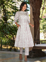 Thumbnail for Janasya Light Cotton Tie & dye A-Line Kurta Set