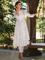 Thumbnail for Janasya Light Cotton Tie & dye A-Line Kurta Set